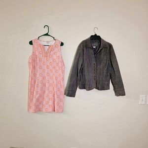 Vintage AMI Grey Suede jacket + Talbot Dress - Sz Large Lot